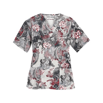 UA Vintage Paisley Poppy Scrub Top