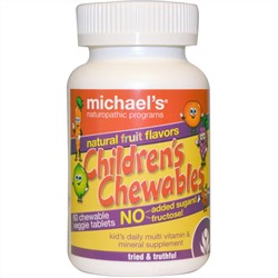 Michael's Naturopathic, Жевательная добавка для детей, с натуральным фруктовым вкусом, 60 жевательных таблеток на растительной основе