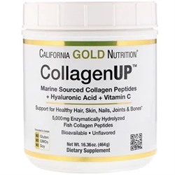 California Gold Nutrition, CollagenUP, морской коллаген + гиалуроновая кислота + витамин C, без добавок, 464 г (16,36 унций)