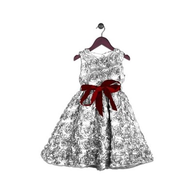 Joe-Ella Textured All-Over Roses Dress with Velvet Sash (Toddler & Little Girls)
