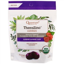 Quantum Health, Леденцы TheraZinc, вкус бузины и малины, 18 леденцов