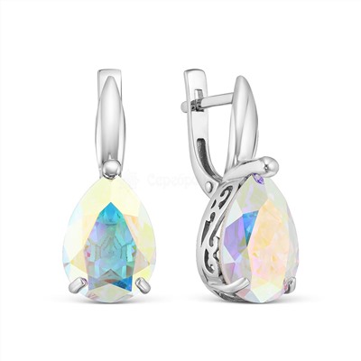 Серьги из серебра с кристаллами Swarovski Северное сияние родированные 925 пробы 0002ср-001AB