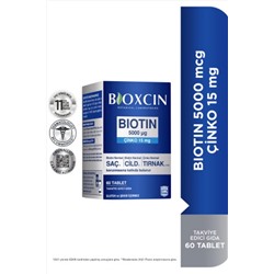 Bioxcin Biotin 5000 Mcg Takviye Edici Gıda 60 Tablet - Sağlıklı Saç, Cilt, Tırnak 8680512628019