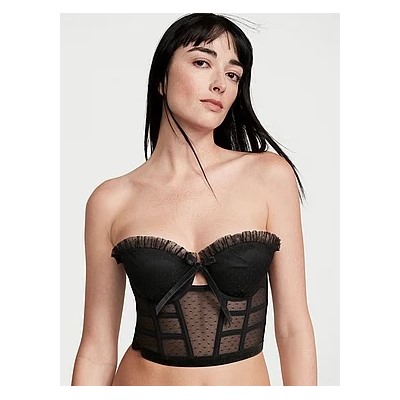 Strapless Dotted Mesh Corset Top