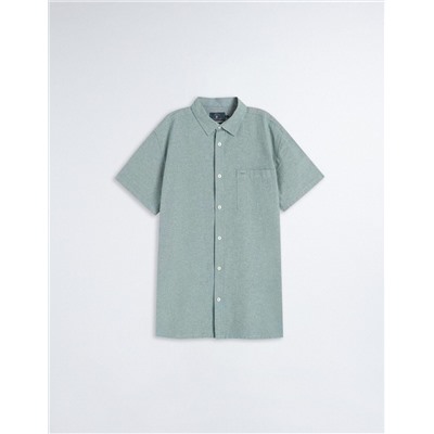 Short Sleeve Cambric Shirt, Men, Green