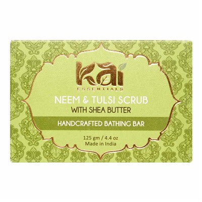 KAI ESSENTIALS Neem &amp; Tulsi Scrub Мыло Скраб с нимом и тулси Премиум с маслом ши 125г