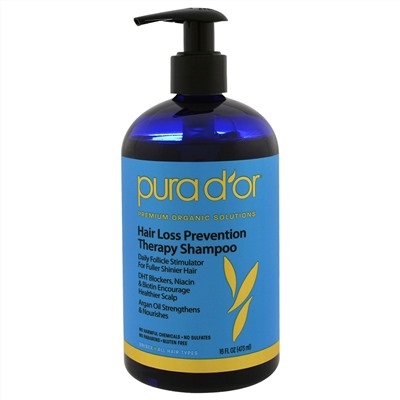 Pura D'or, Терапевтический шампунь от выпадения волос, 16 жидких унций (473 мл)