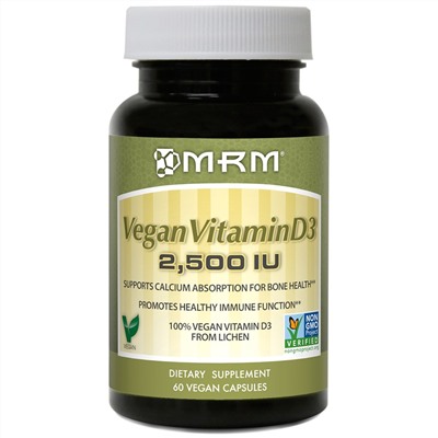 MRM, Веганский витамин D3, 2,500 МЕ, 60 веганских капул