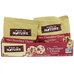 Back to Nature, Мини печенье с кусочками шоколада, 6 пакетиков по 1,25 унции (35 г) каждый