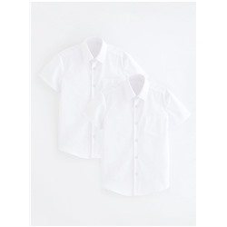 Boys White Short Sleeve School Shirt 2 Pack