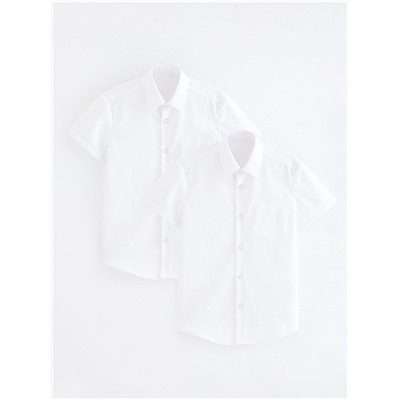 Boys White Short Sleeve School Shirt 2 Pack