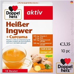 Heißer Ingwer + Kurkuma Heißgetränk (10 Stück), 100 g