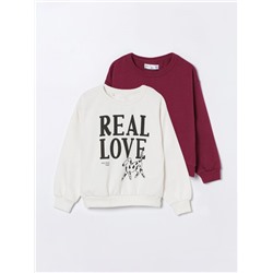 2-PACK OF CONTRAST PLAIN AND PRINTED SWEATSHIRTS