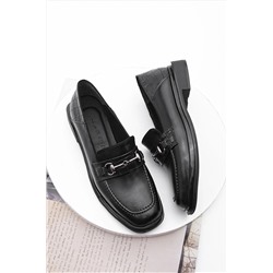 Marjin Kadın Loafer Makosen Ayakkabı Küt Burun Tokalı Günlük Ayakkabı Races siyah 19Y00014HM900
