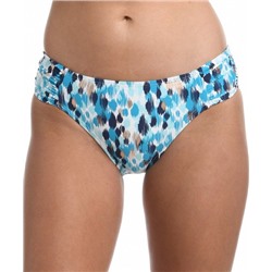 Aquamarine Abstract Seaglass Side-Shirred Bikini Bottoms - Women