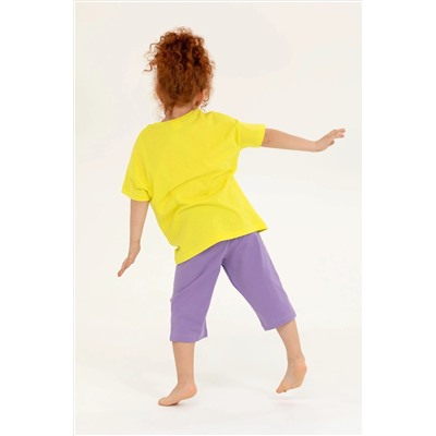 Kız Çocuk Neon Sarı Pijama Takımı