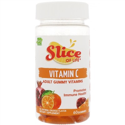 Hero Nutritional Products, Slice of Life, витамин C, мармеладные витамины для взрослых, апельсин, 60 мармеладок