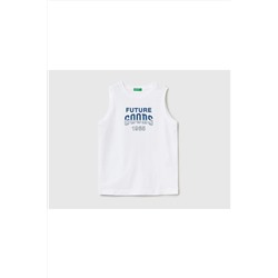 United Colors of BenettonErkek Çocuk Beyaz Slogan Yazılı Atlet