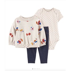Baby 3-Piece Floral Outfit Set