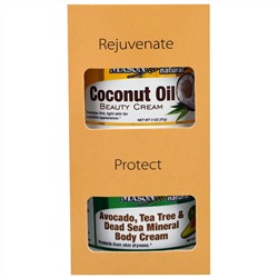 Mason Naturals, Avocado, Tea Tree & Dead Sea Mineral Body Cream + Coconut Oil Beauty Creams, 2 Jars, 2 oz (57 g) Each