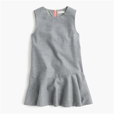 Girls' flutter-hem flannel dress