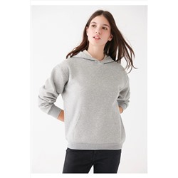 Mavi Kapüşonlu Gri Basic Sweatshirt 167299-82816