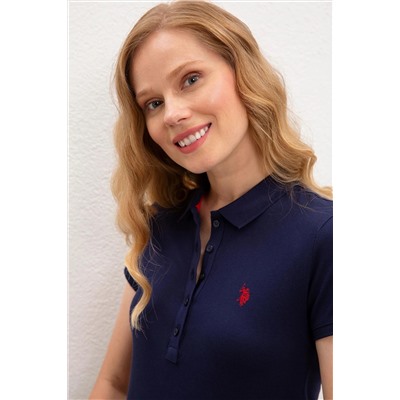 Kadın Lacivert Basic Polo Yaka Tişört