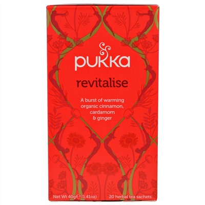 Pukka Herbs, Восстанавливающее средство, чай с натуральной корицей, кардамоном и имбирем, 20 пакетиков, 1.41 унций (40 г)