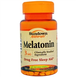 Sundown Naturals, Мелатонин, 3 мг, 120 таблеток