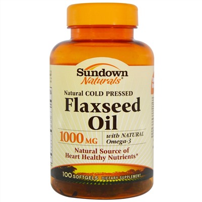 Sundown Naturals, Льняное масло 1000 мг, 100 желатиновых капсул